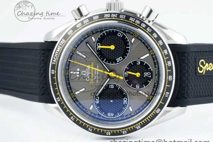 0304 ZipUp Speedmaster Racing Master SS HKF Best Edition Gray Black Dial on Black Rubber Strap A 7811